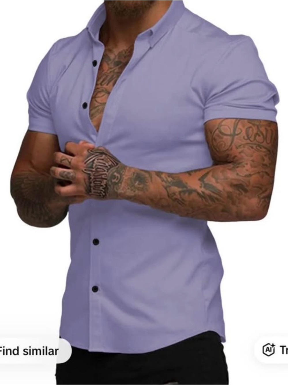 Slim Fit Short-Sleeve Dress Shirt in Lavender